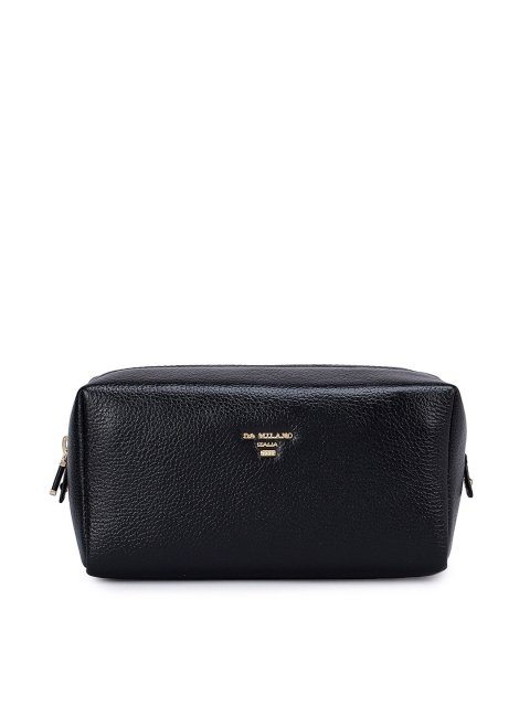 

Da Milano Black Solid Leather Travel Pouch