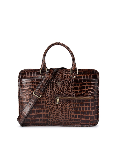 

Da Milano Unisex Brown Animal Textured Leather 14 Inch Laptop Bag