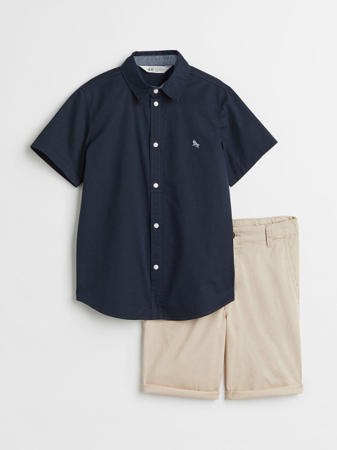 

H&M Boys Beige & Navy Blue 2-Piece Cotton Set