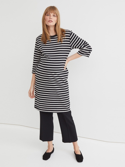 

H&M MAMA Black & White Striped T-shirt Dress