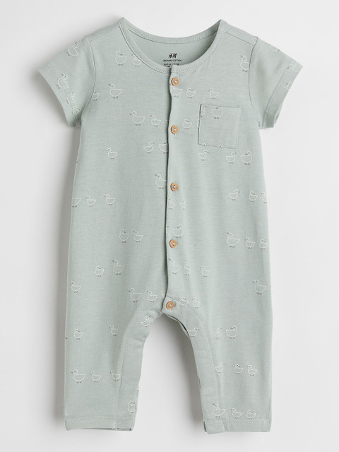 

H&M Boys Mint Green Short-Sleeved Cotton Romper Suit