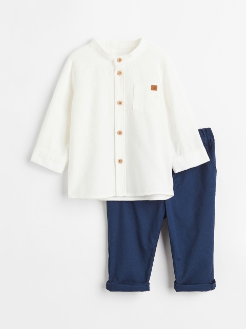 

H&M Boys 2-Piece Pure Cotton Shirt & Trousers Set, Blue