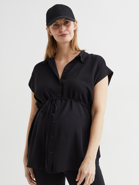 

H&M MAMA Black Tie-detail Blouse