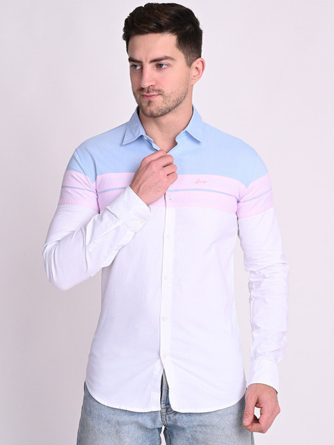 

STROP Men White Relaxed Colourblocked Casual Shirt