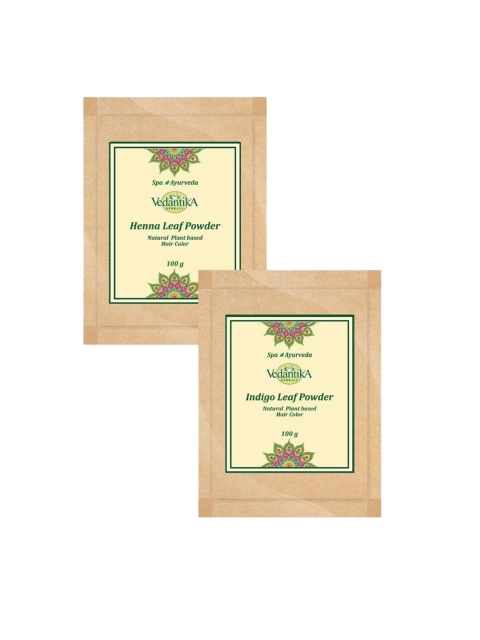 

Vedantika Herbals Set of Henna Leaf & Indigo Leaf Hair Colour Powder 100 g each, Green
