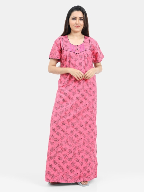 

SARINA Women Pink & Black Printed Nightdress