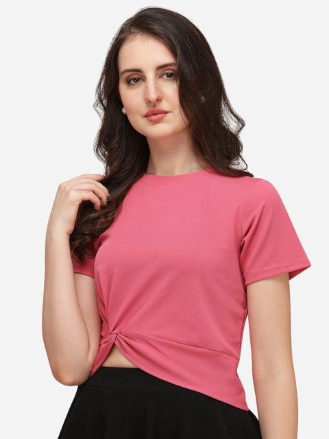 

Amrutam Fab Pink Twisted Crepe Crop Top