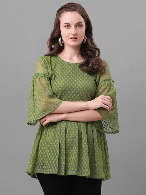 

Amrutam Fab Olive Green Net Top