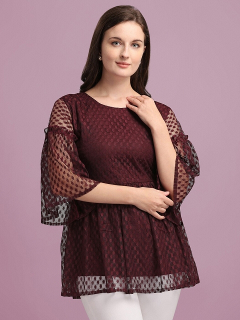 

Amrutam Fab Maroon Net Top