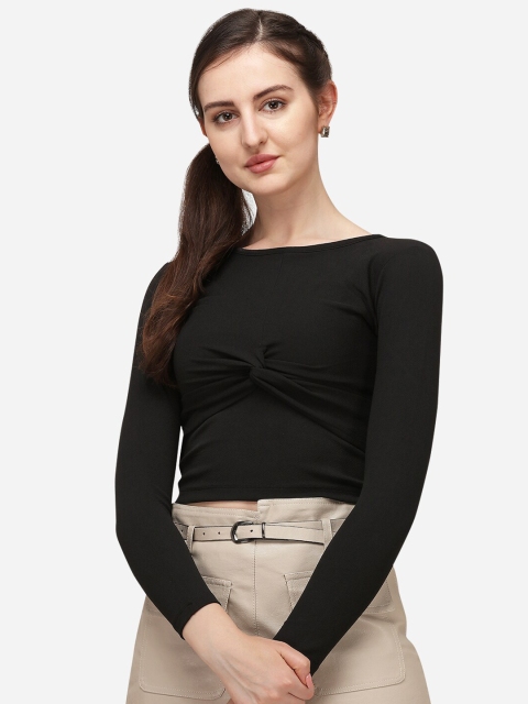 

Amrutam Fab Black Twisted Crepe Top
