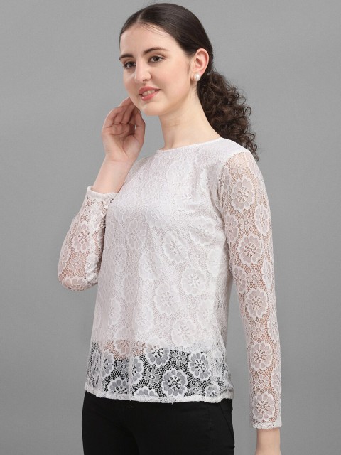 

Amrutam Fab White Net Top