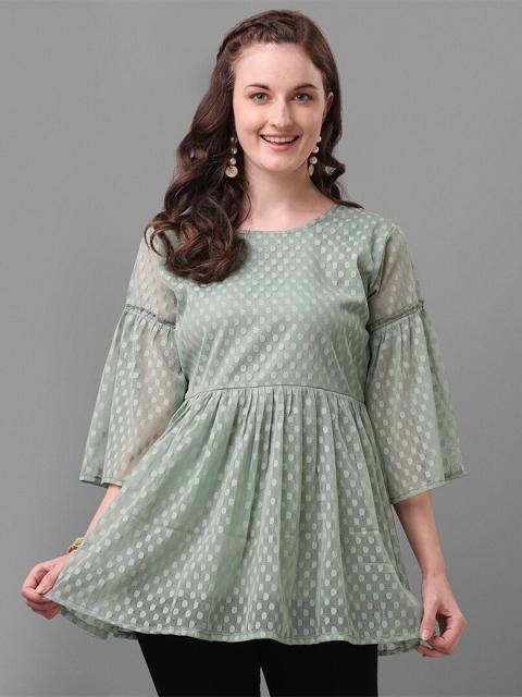 

Amrutam Fab Green Net Longline Top