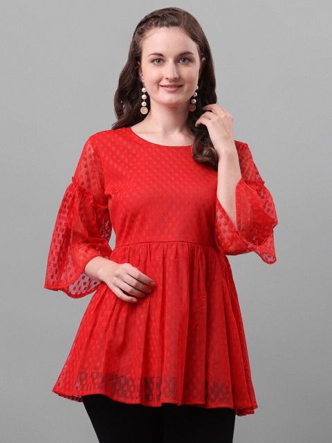 

Amrutam Fab Women Red Self Design Net Top