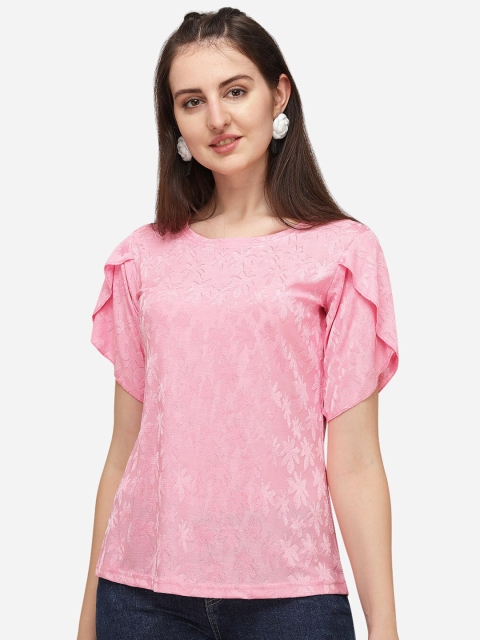 

Amrutam Fab Women Pink Self Design Crepe Top