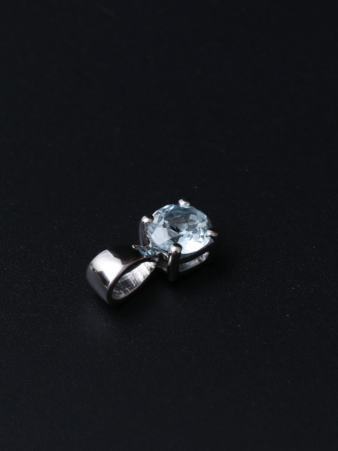 

HIFLYER JEWELS Sterling Silver Rhodium-Plated Blue Topaz Stone Studded Pendant
