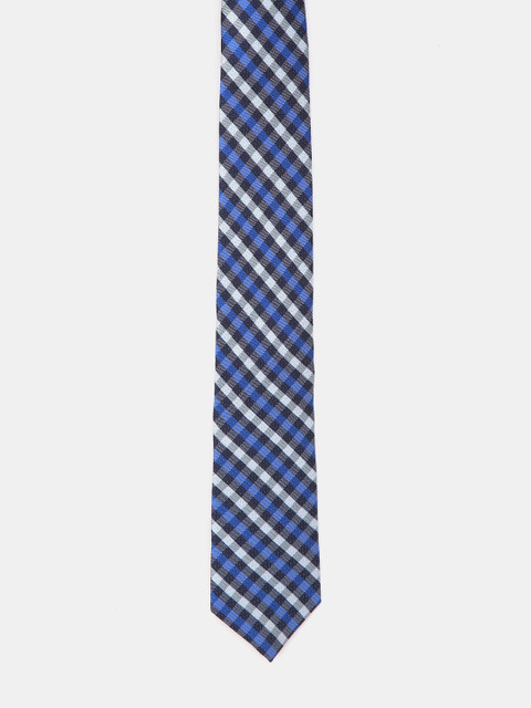 

AD By Arvind Men Navy Blue & White Checked Skinny Tie