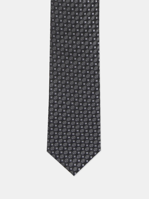 

AD By Arvind Men Grey & Black Woven Design Skinny Tie