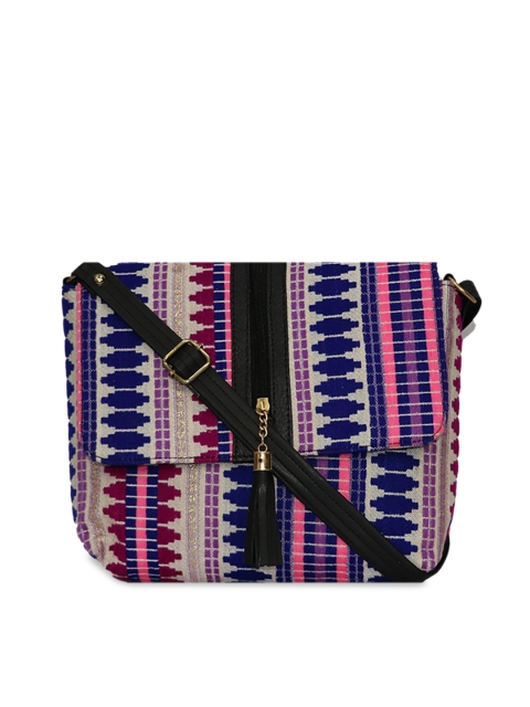 

LELYS Pink Geometric Structured Sling Bag with Tasselled