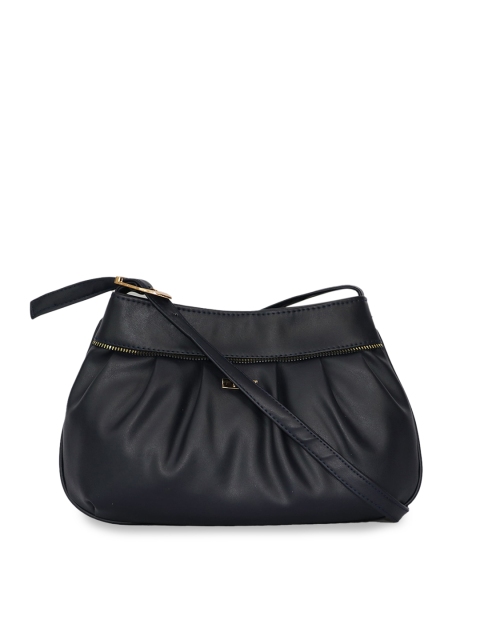 

LELYS Black Leather Structured Sling Bag