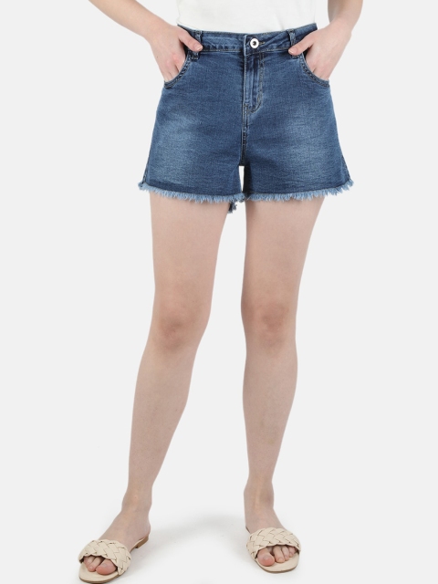 

Monte Carlo Women Blue Washed Slim Fit Denim Shorts