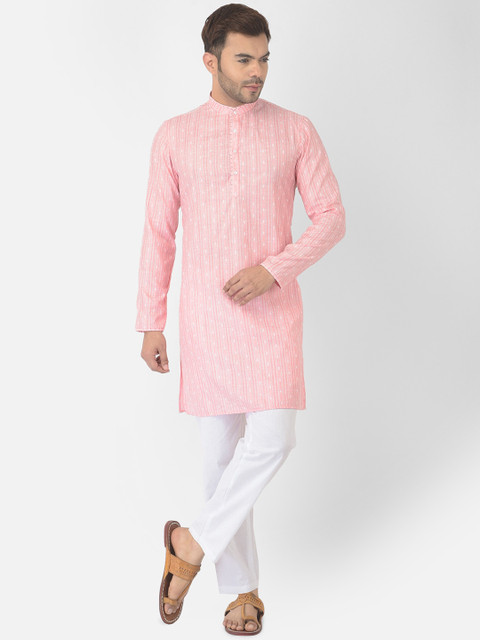

DEYANN Men Pink Pure Cotton Kurta with Pyjamas