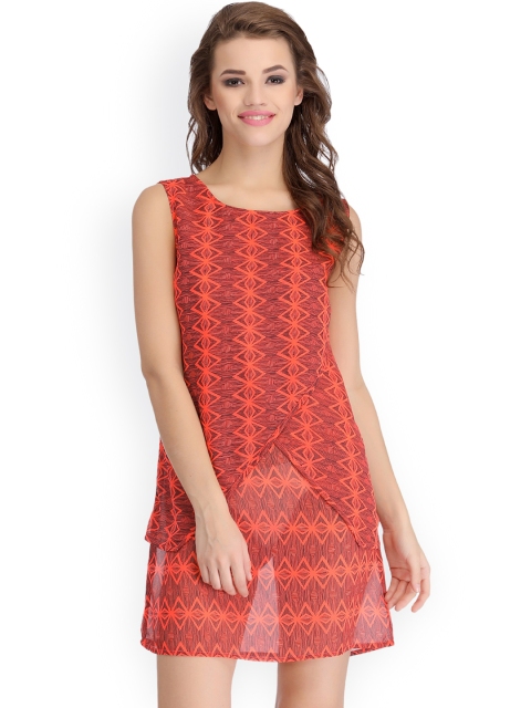 

Clovia Orange Printed Semi-Sheer Baby-Doll NS0759P16