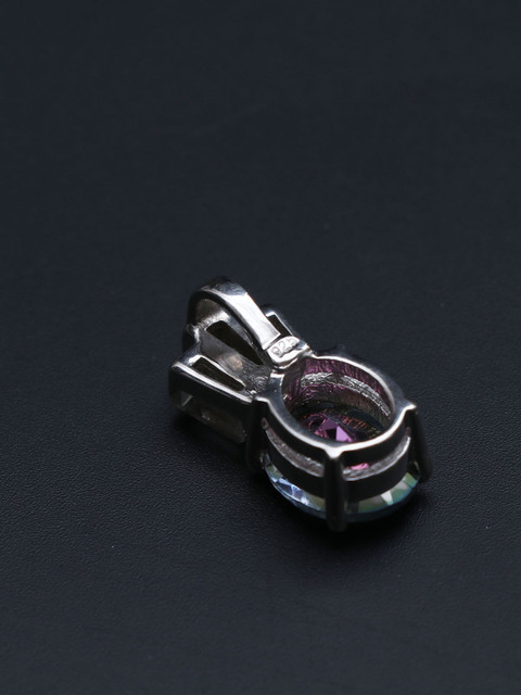 

HIFLYER JEWELS Sterling Silver Rhodium-Plated Blue and White Topaz Gemstone Studded Pendant