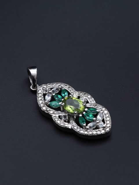 

HIFLYER JEWELS Rhodium-Plated Green Topaz Pendant