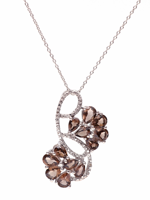 

HIFLYER JEWELS Rhodium-Plated White Topaz-Studded Pendant, Silver