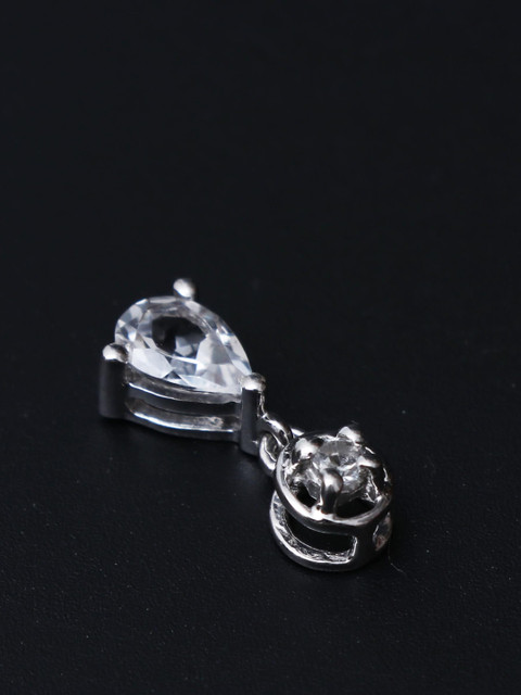 

HIFLYER JEWELS Sterling Silver Rhodium-Plated White Topaz Gemstone Studded Pendant