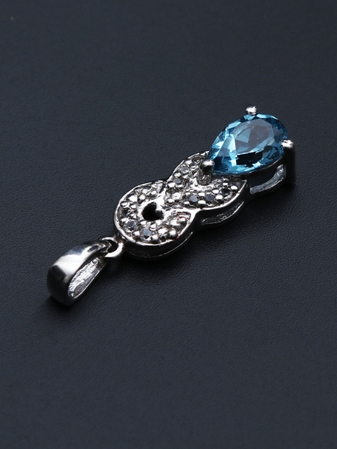 

HIFLYER JEWELS Rhodium-Plated Blue Topaz-Studded Pendant, Silver