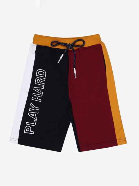 

Alan Jones Boys Black Colourblocked Printed Outdoor Shorts