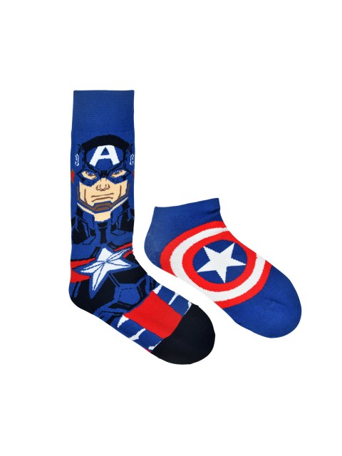

Balenzia x Marvel Men Pack Of 2 Blue Captain America Calf & Ankle Length Socks