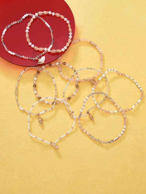 

Accessorize Women Set of 9 Pink Stretch Bracelet Pack