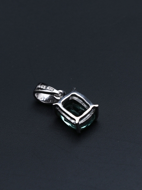 

HIFLYER JEWELS 92.5 Sterling Silver Rhodium-Plated & Green Fluorite Gemstone-Studded Pendant