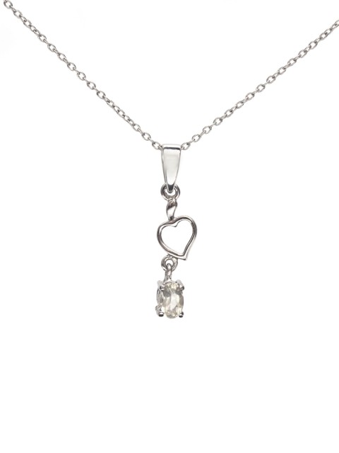 

HIFLYER JEWELS Rhodium-Plated Silver-Toned & White Stone-Studded Pendant