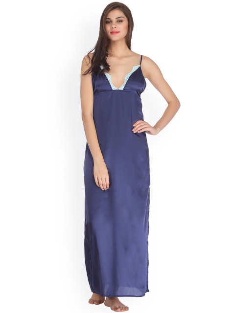 

Clovia Blue Satin Maxi Nightdress NS0698P08