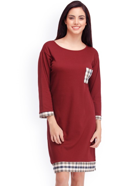 

Clovia Maroon Printed Nightdress NS0775P09