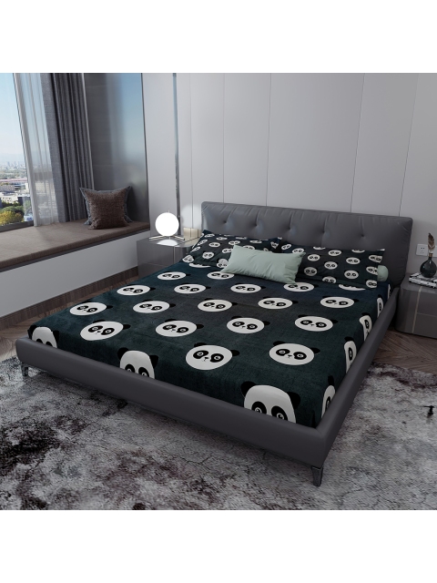 

LABHAM Black & White Graphic 140 TC King Bedsheet with 2 Pillow Covers