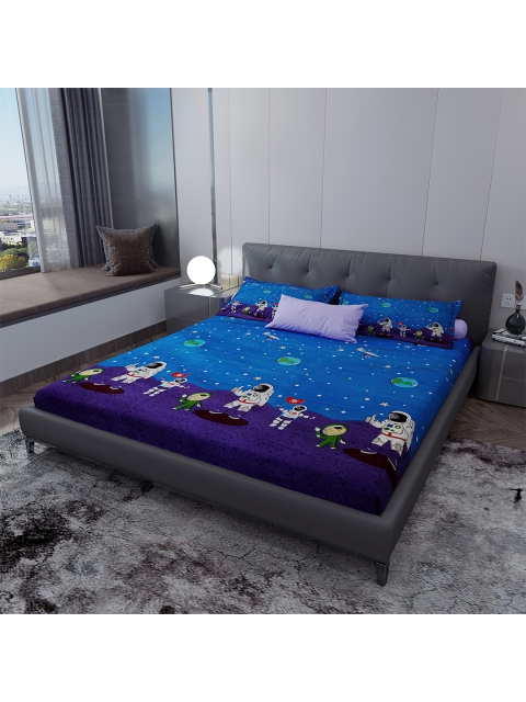 

LABHAM Blue & White 140 TC King Bedsheet with 2 Pillow Covers