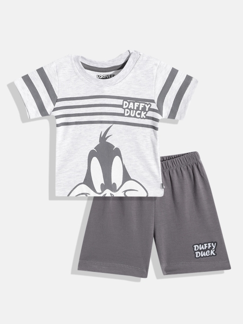 

TINYO Infant Boys Grey Daffy Duck Printed Cotton Clothing Set