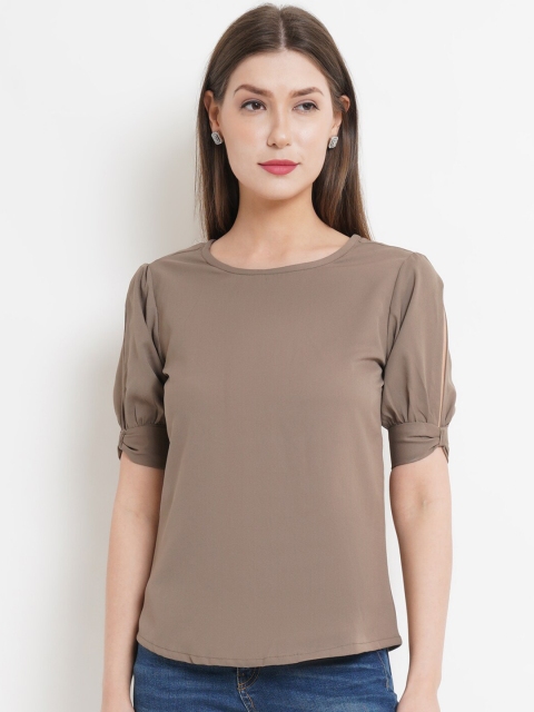 

Purple State Grey Puff Sleeves Top
