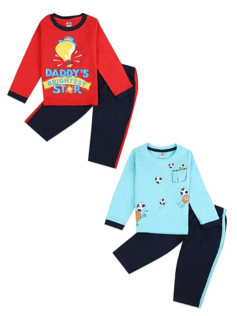 

V-Mart Kids Set Of 2 White & Blue Printed Clothing Set, Red