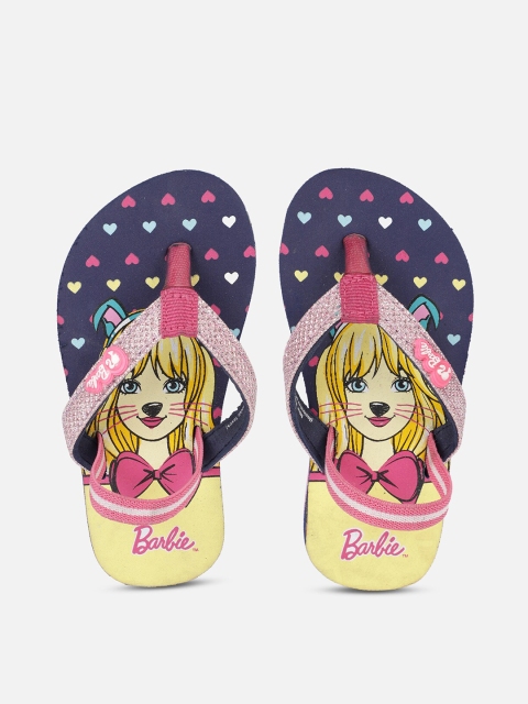 

Kids Ville Girls Blue & Yellow Barbie Printed Rubber Thong Flip-Flops