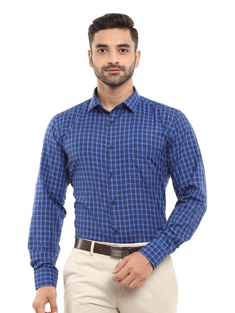 

V-Mart Men Navy Blue Classic Checked Formal Shirt