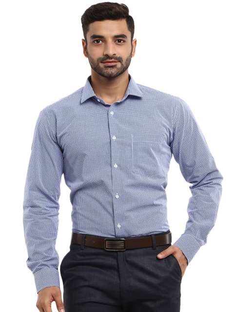 

V-Mart Men Blue & White Classic Micro Checked Formal Shirt