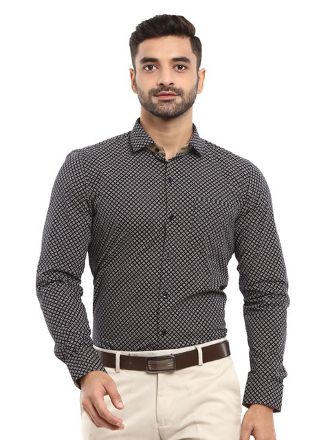 

V-Mart Men Black Classic Printed Formal Shirt