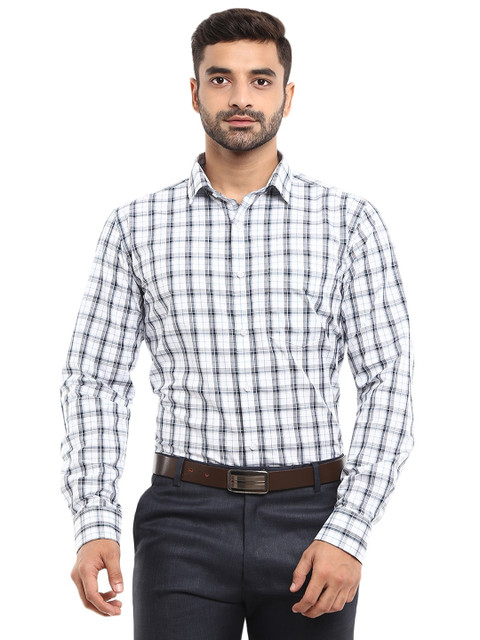 

V-Mart Men White Classic Checked Formal Shirt