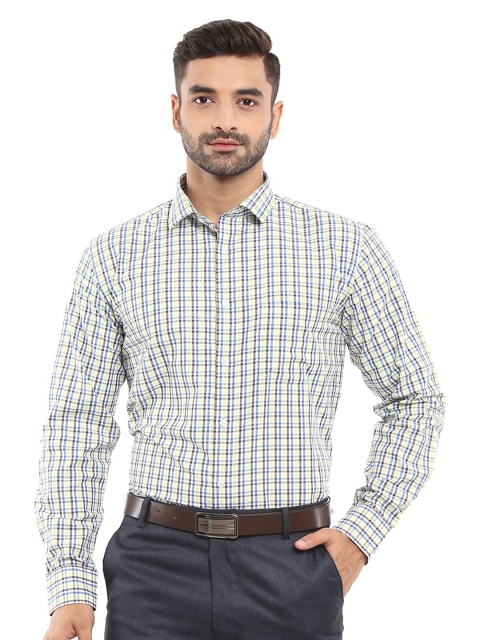 

V-Mart Men Yellow Classic Checked Formal Shirt