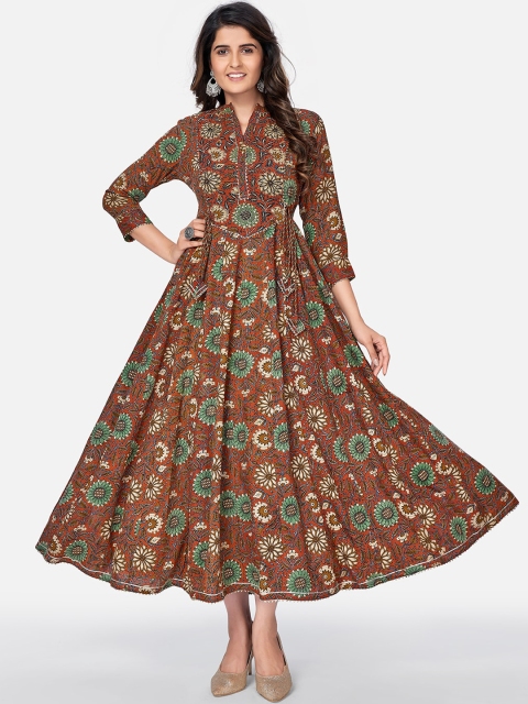 

KALINI Women Brown Floral Printed Anarkali Kurta